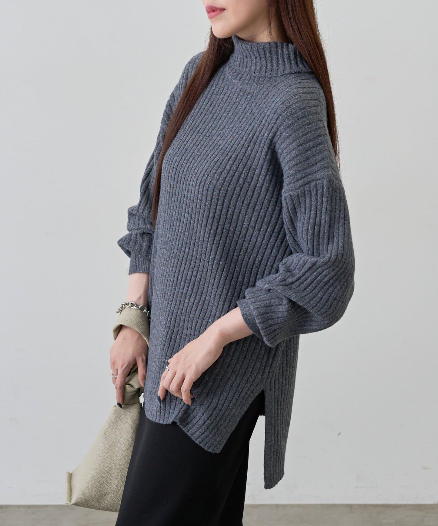 relax羅紋高領針織衫