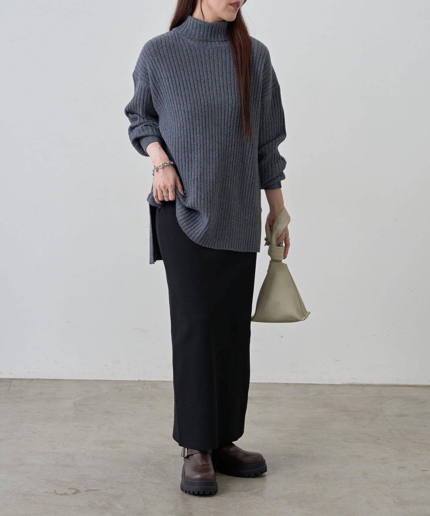 relax羅紋高領針織衫