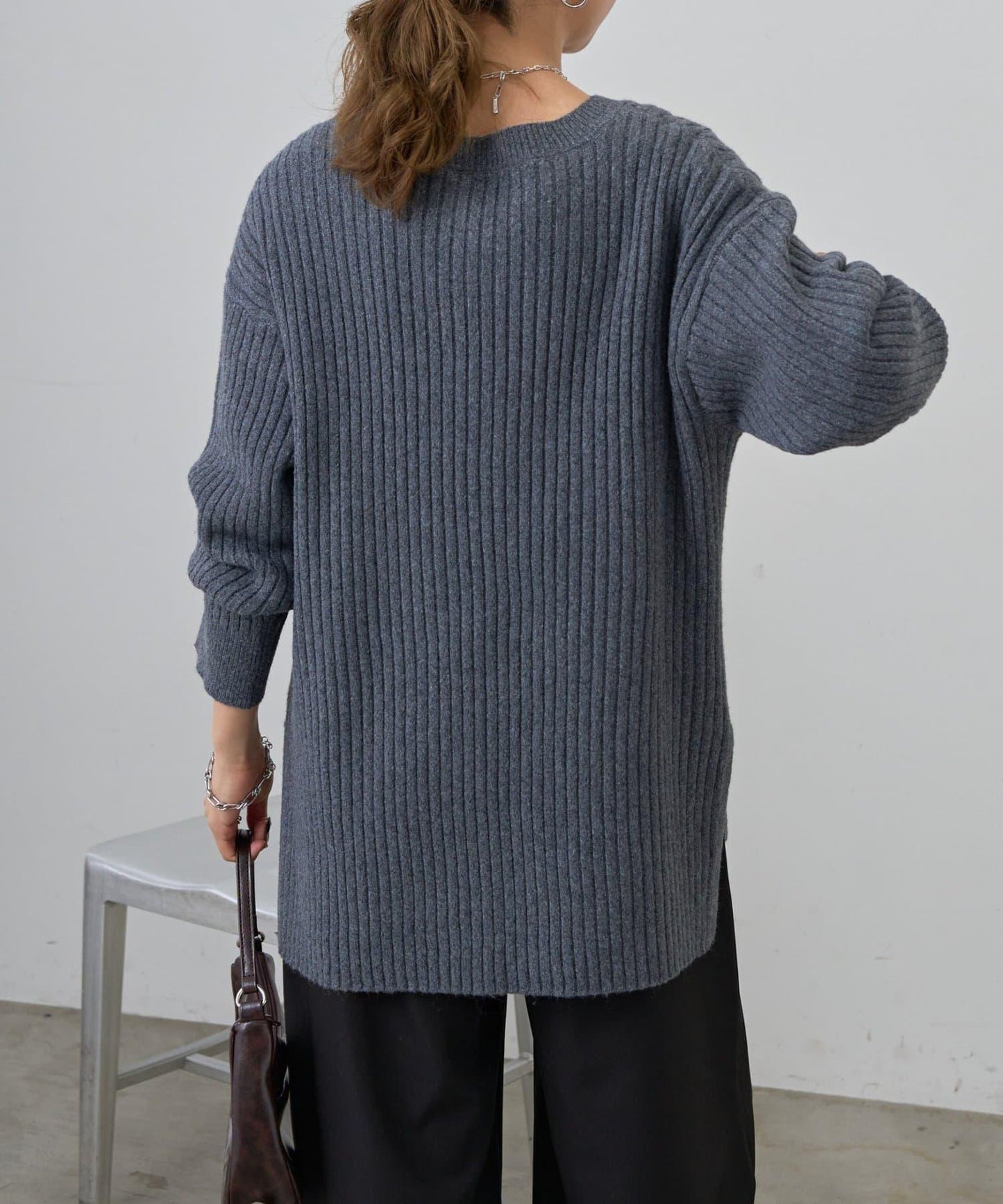 relax羅紋V領針織衫