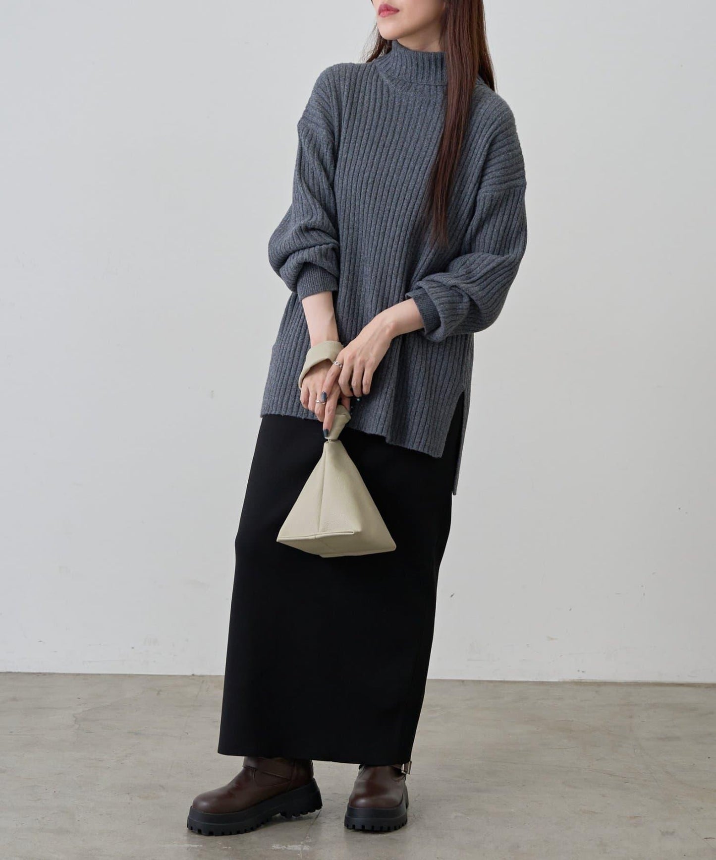 relax羅紋高領針織衫