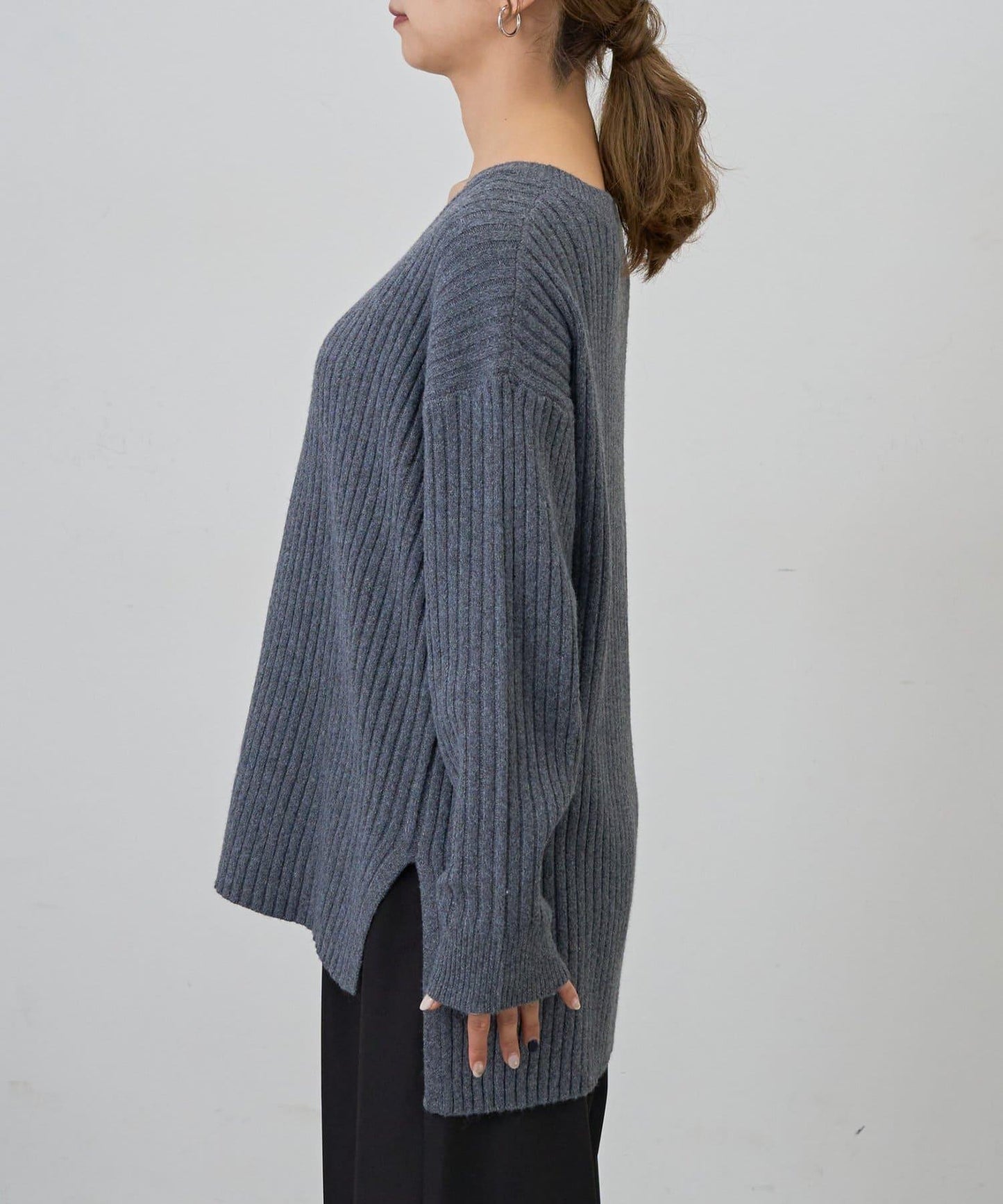 relax羅紋V領針織衫