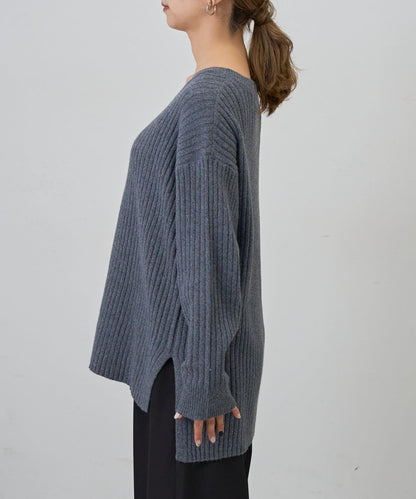 relax羅紋V領針織衫