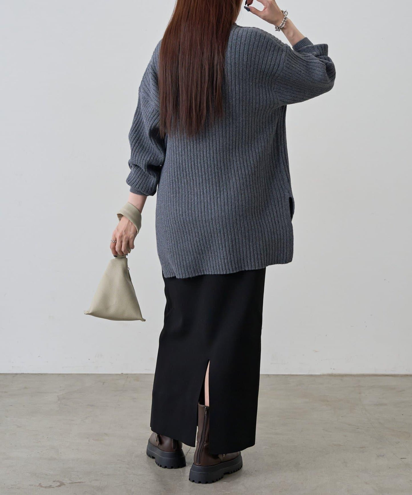 relax羅紋高領針織衫