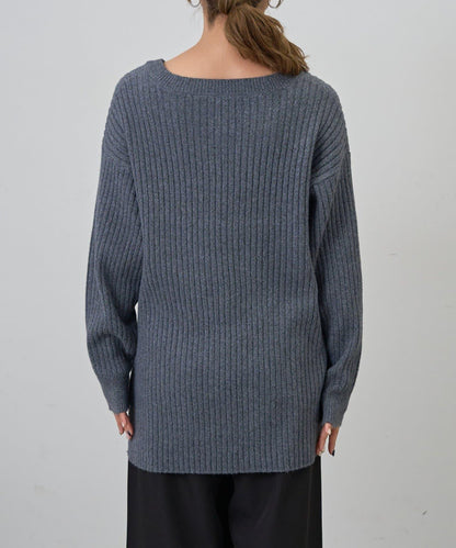 relax羅紋V領針織衫