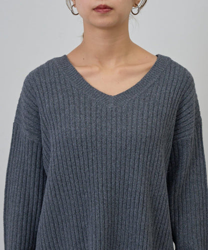 relax羅紋V領針織衫