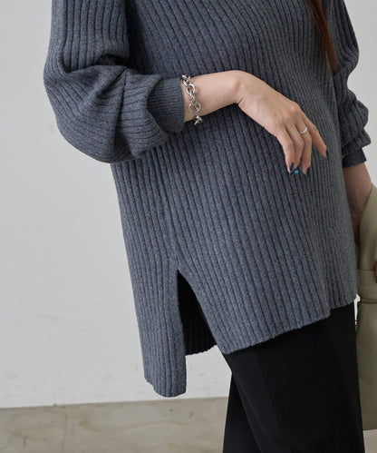 relax羅紋高領針織衫