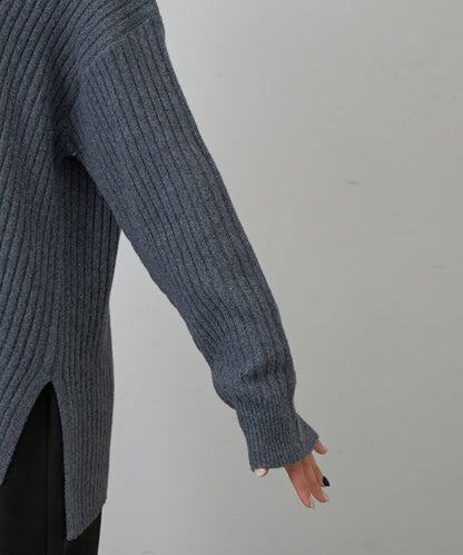 relax羅紋V領針織衫