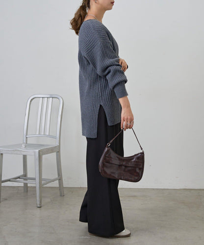 relax羅紋V領針織衫