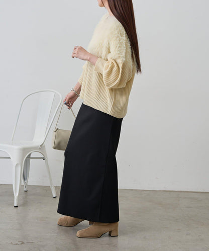 拼接長毛針織衫