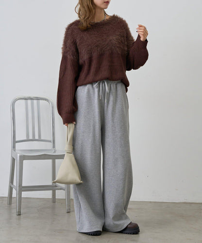 拼接長毛針織衫