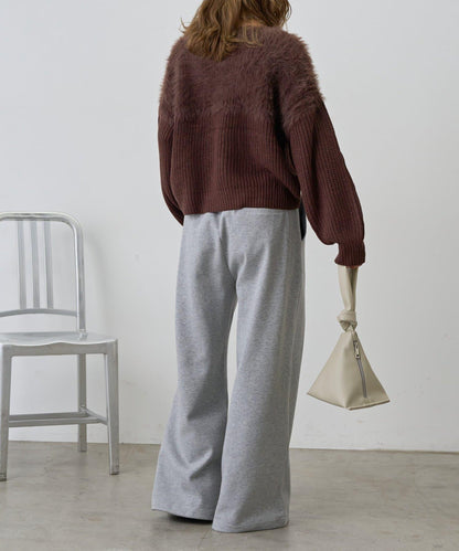 拼接長毛針織衫