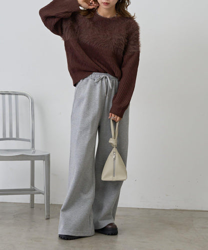 拼接長毛針織衫