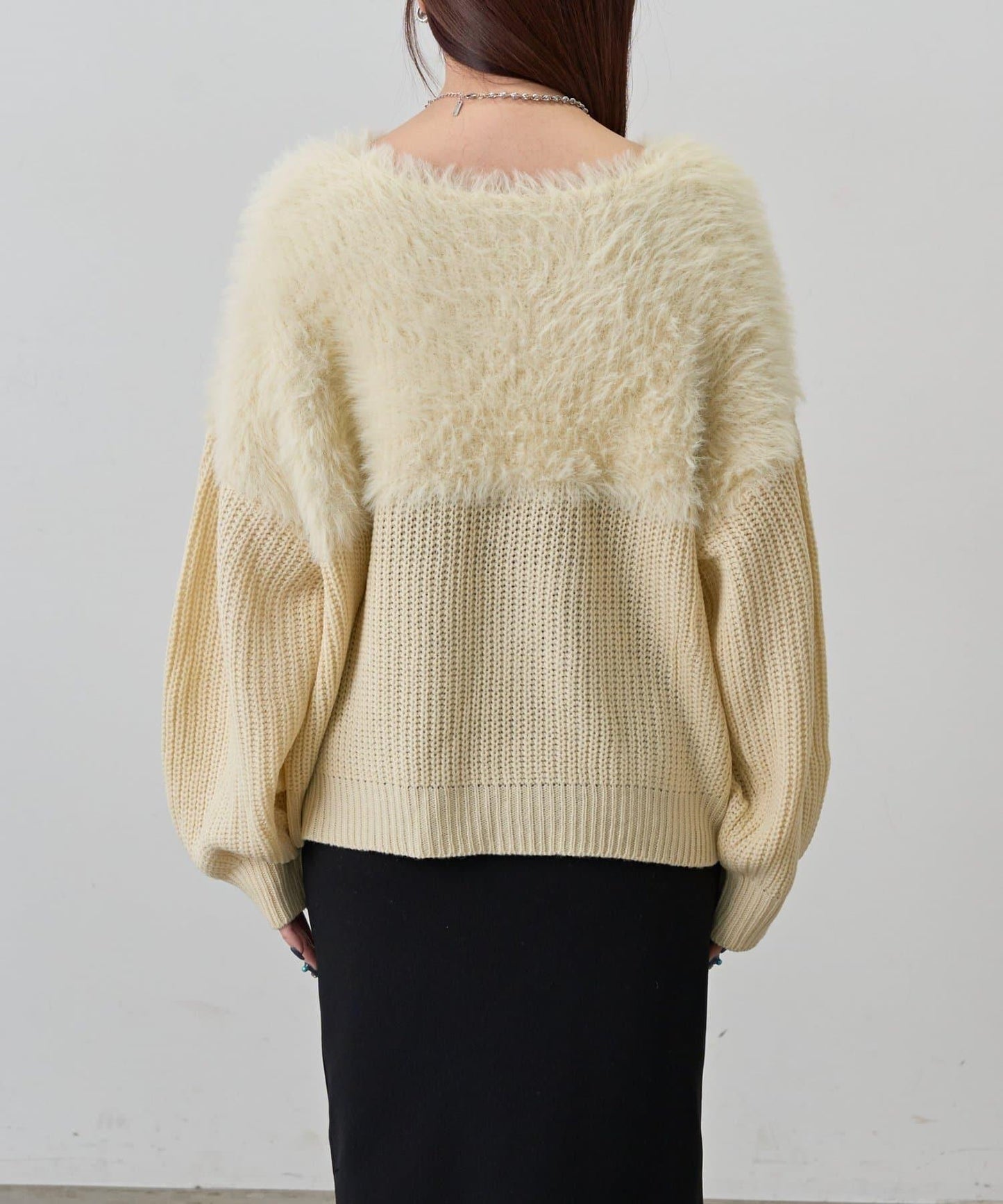 拼接長毛針織衫