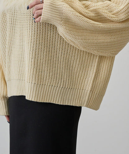 拼接長毛針織衫