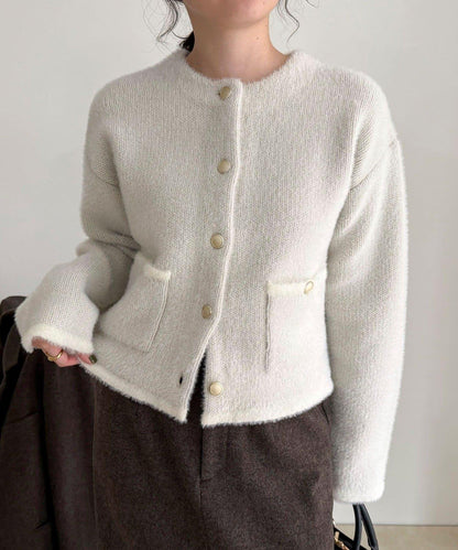 長毛內裡拼色夾克開衫