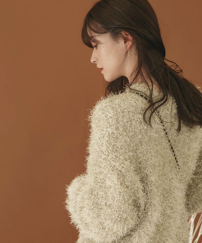 V領亮絲流蘇毛衣