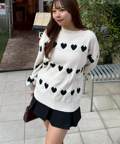天鵝絨毛線寬鬆愛心針織衫
