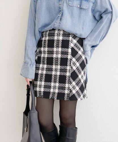 可選長度格紋修身半身裙