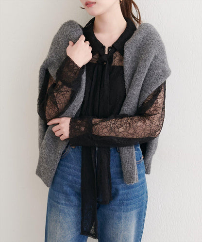 蕾絲蝴蝶結領襯衫