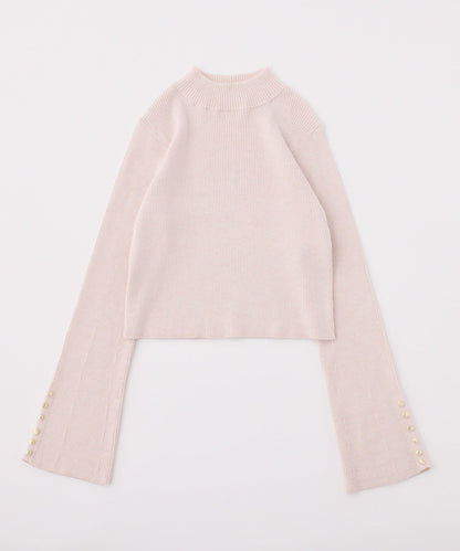 金色紐扣高領針織衫