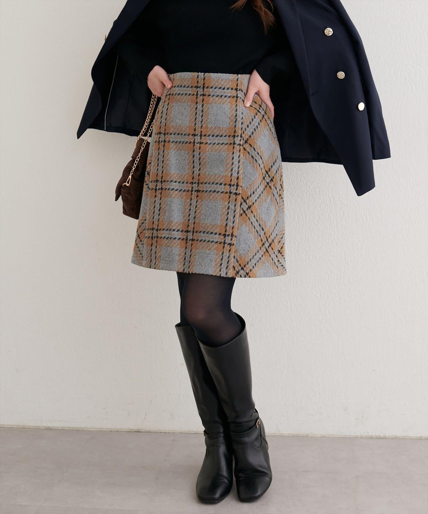 可選長度格紋修身半身裙