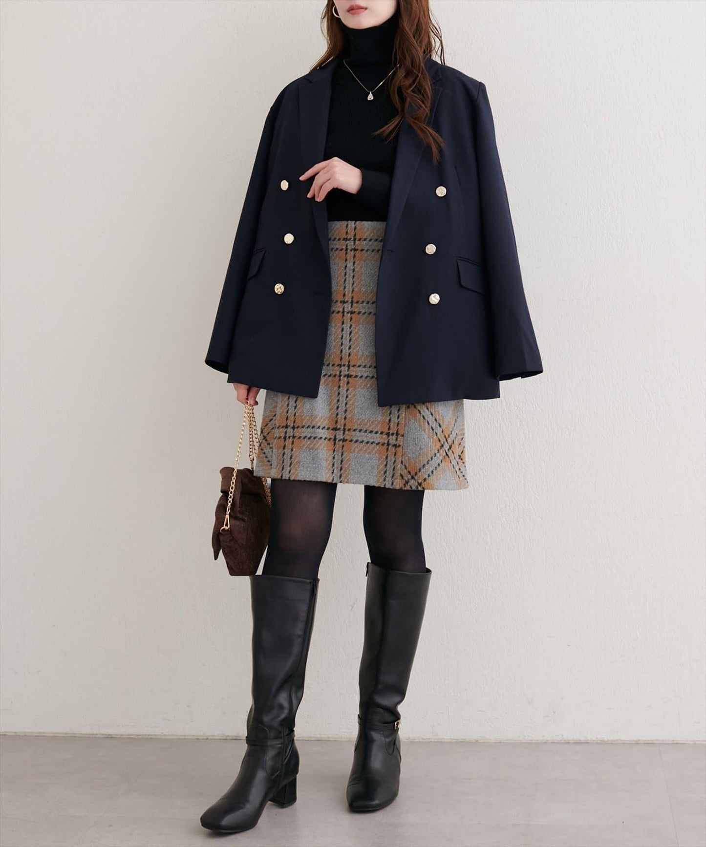 可選長度格紋修身半身裙