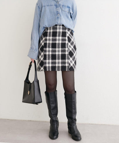 可選長度格紋修身半身裙