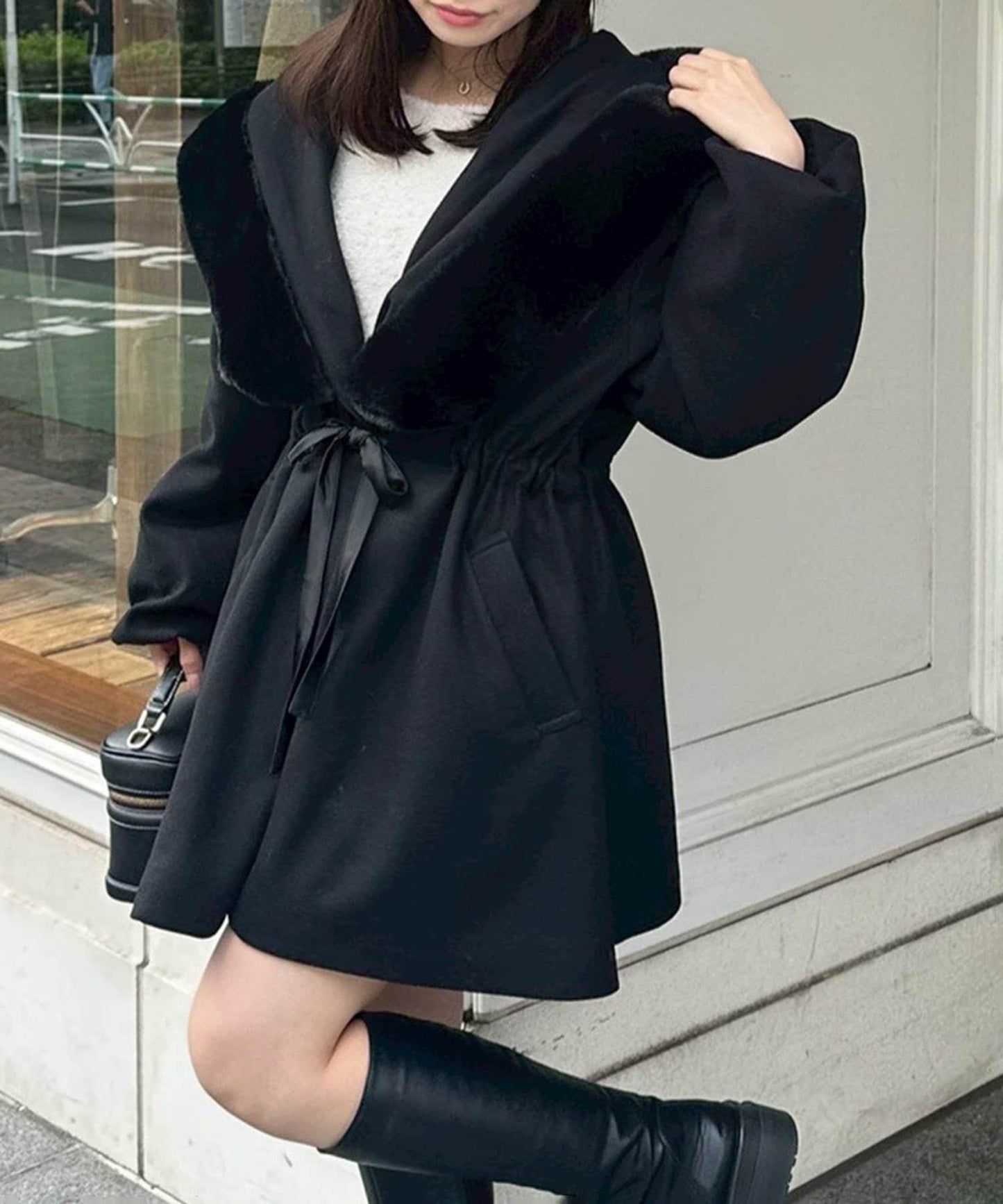 【約會・應援活動也很適合！】毛絨大連帽外套