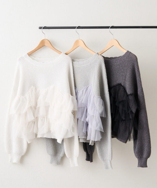 【RMAF】帶網紗亮片針織衫