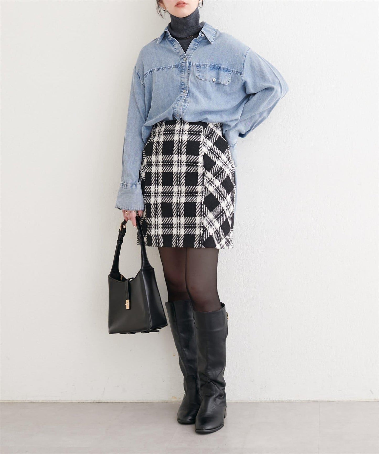 可選長度格紋修身半身裙