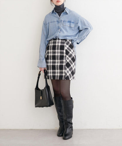 可選長度格紋修身半身裙