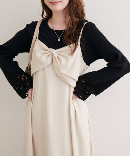 袖部蕾絲荷葉邊針織衫