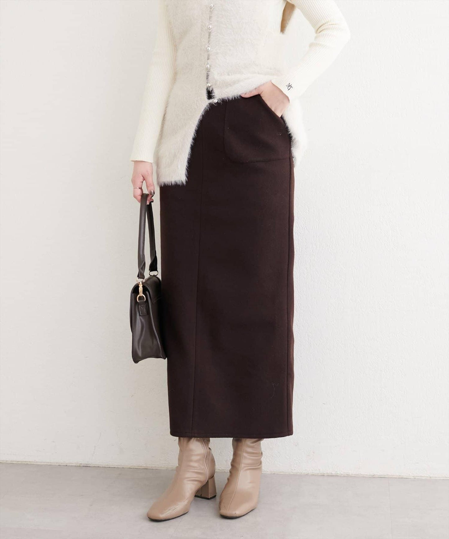 羊毛感彈力半身裙
