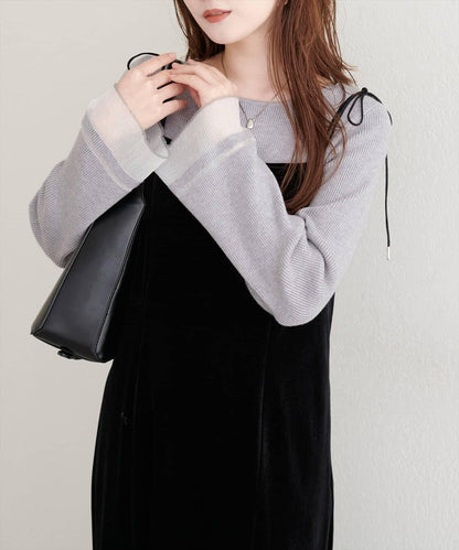 袖口透視喇叭袖針織衫