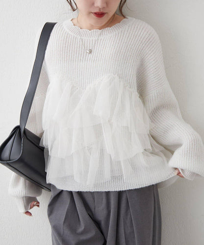 【RMAF】帶網紗亮片針織衫