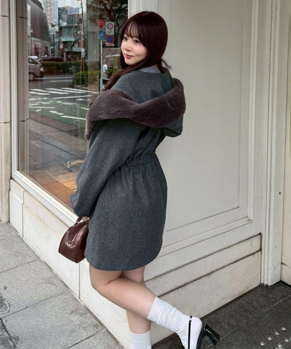 【約會・應援活動也很適合！】毛絨大連帽外套