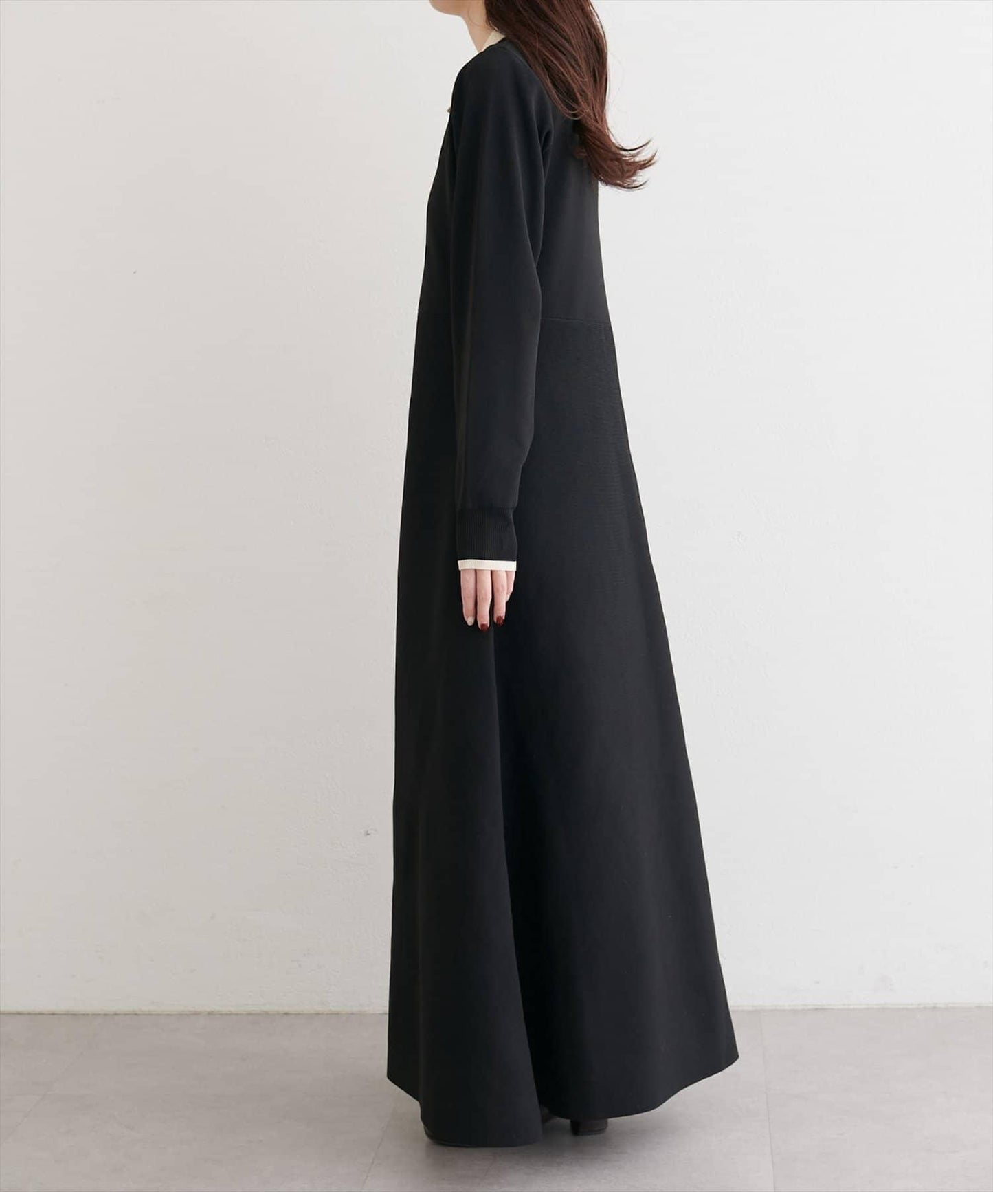 拼色翻領針織連衣裙