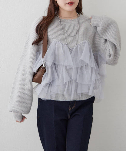 【RMAF】帶網紗亮片針織衫