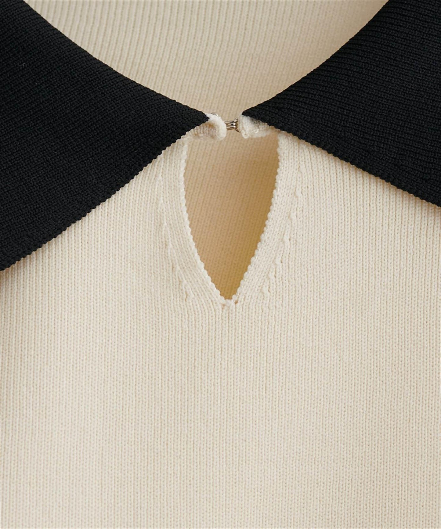 拼色翻領針織連衣裙