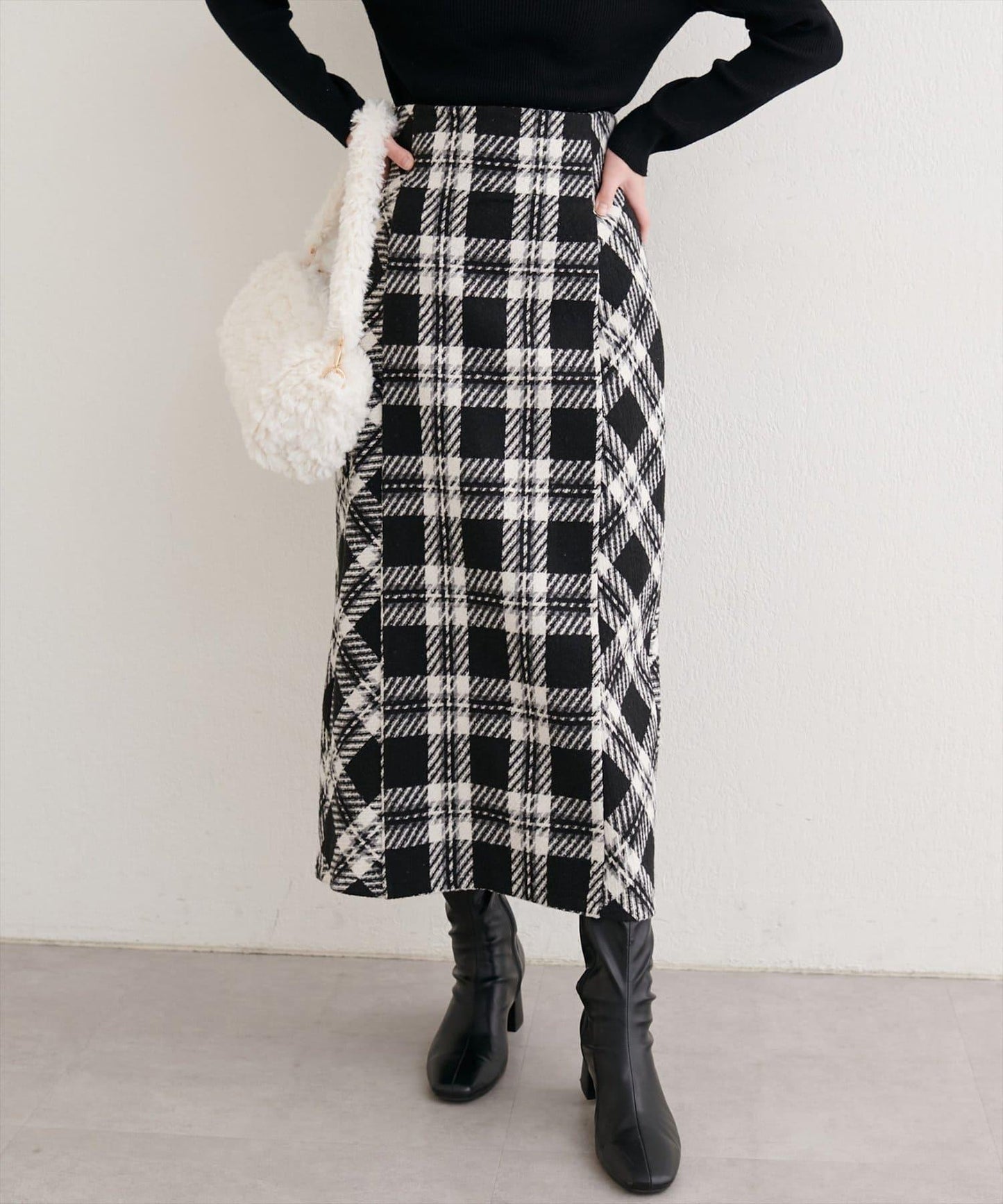 可選長度格紋修身半身裙