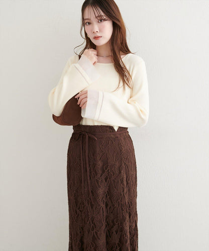 袖口透視喇叭袖針織衫