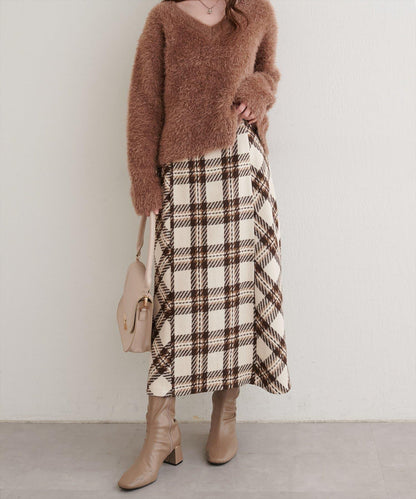 可選長度格紋修身半身裙