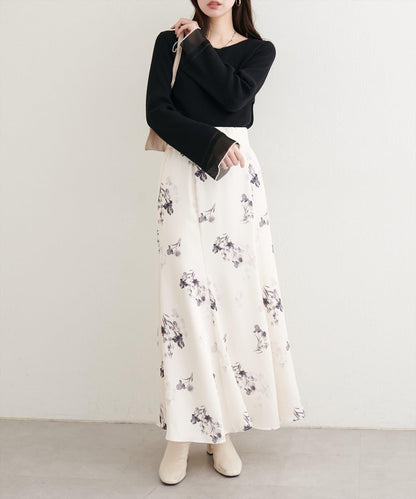 袖口透視喇叭袖針織衫