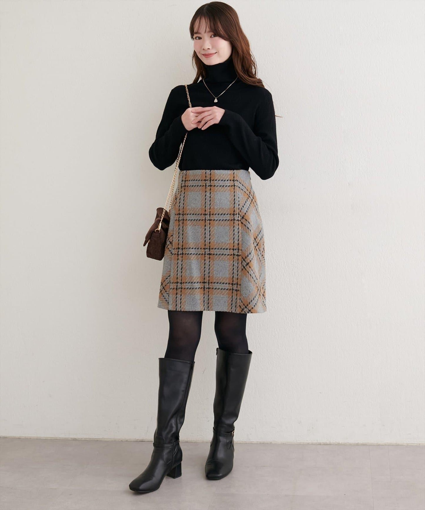可選長度格紋修身半身裙