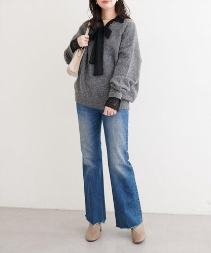 蕾絲蝴蝶結領襯衫