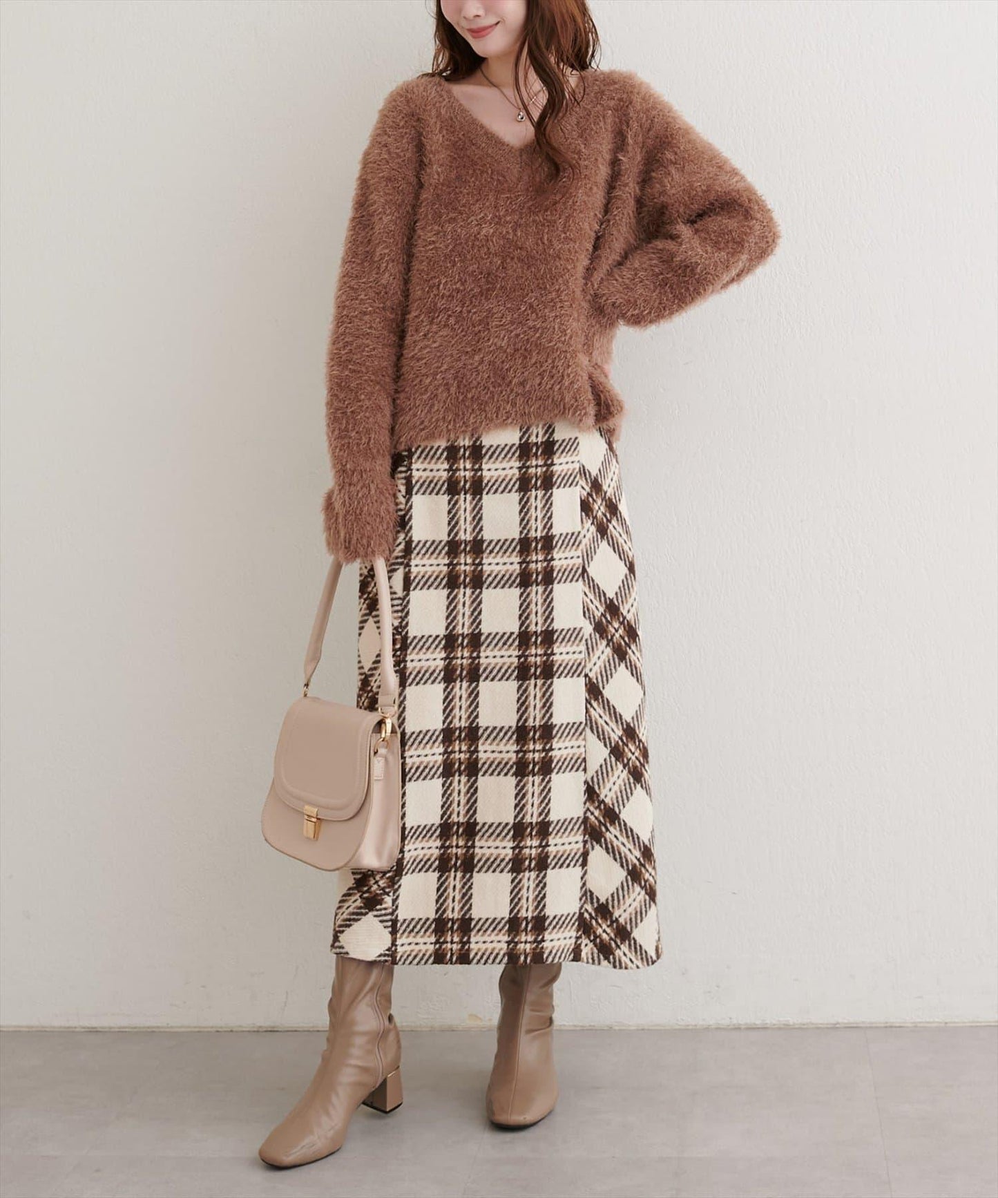 可選長度格紋修身半身裙