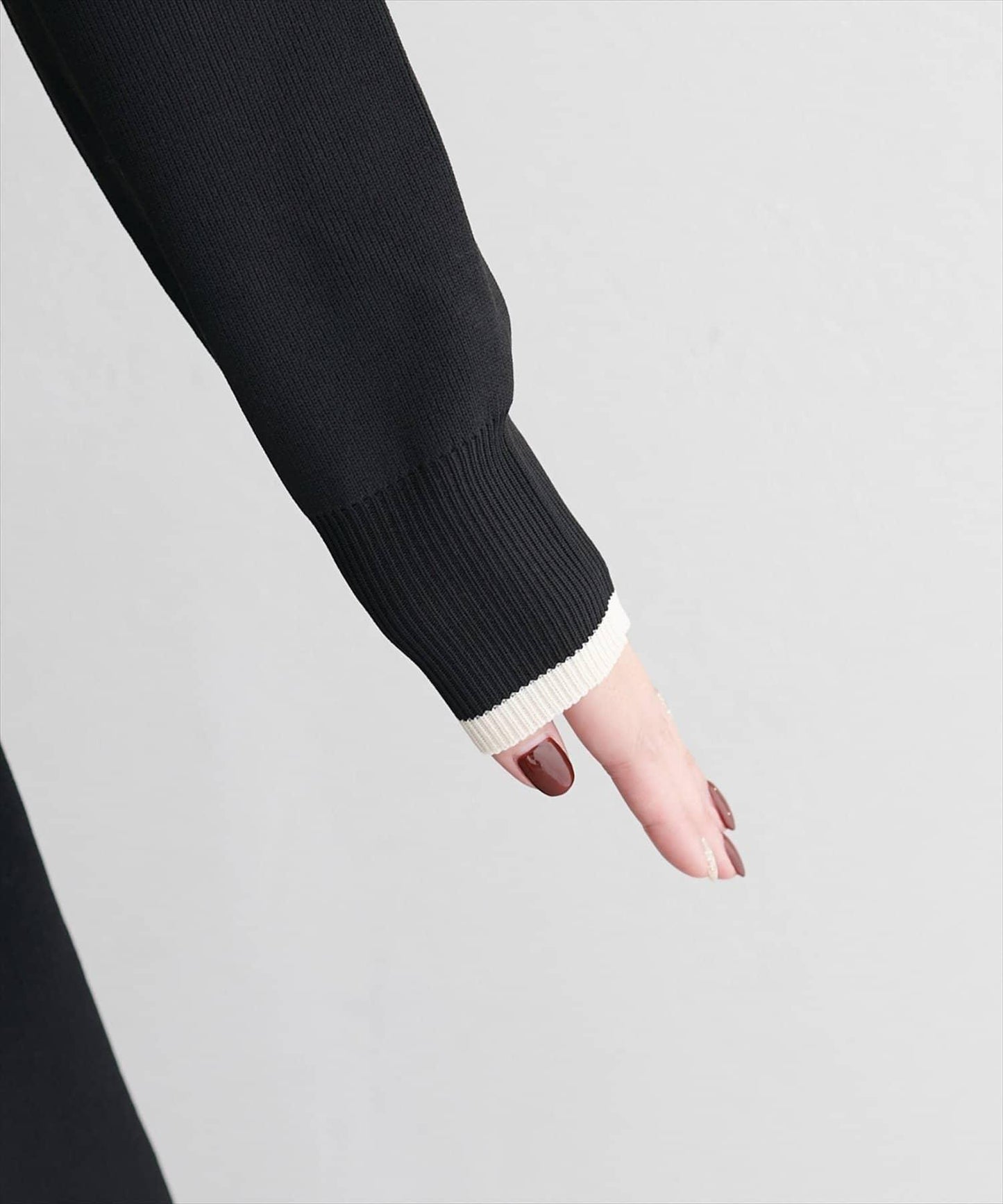 拼色翻領針織連衣裙