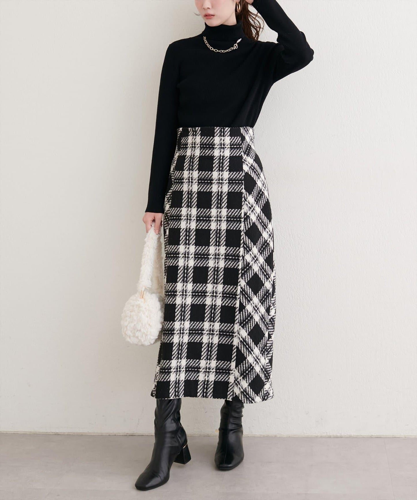 可選長度格紋修身半身裙