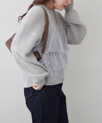 【RMAF】帶網紗亮片針織衫