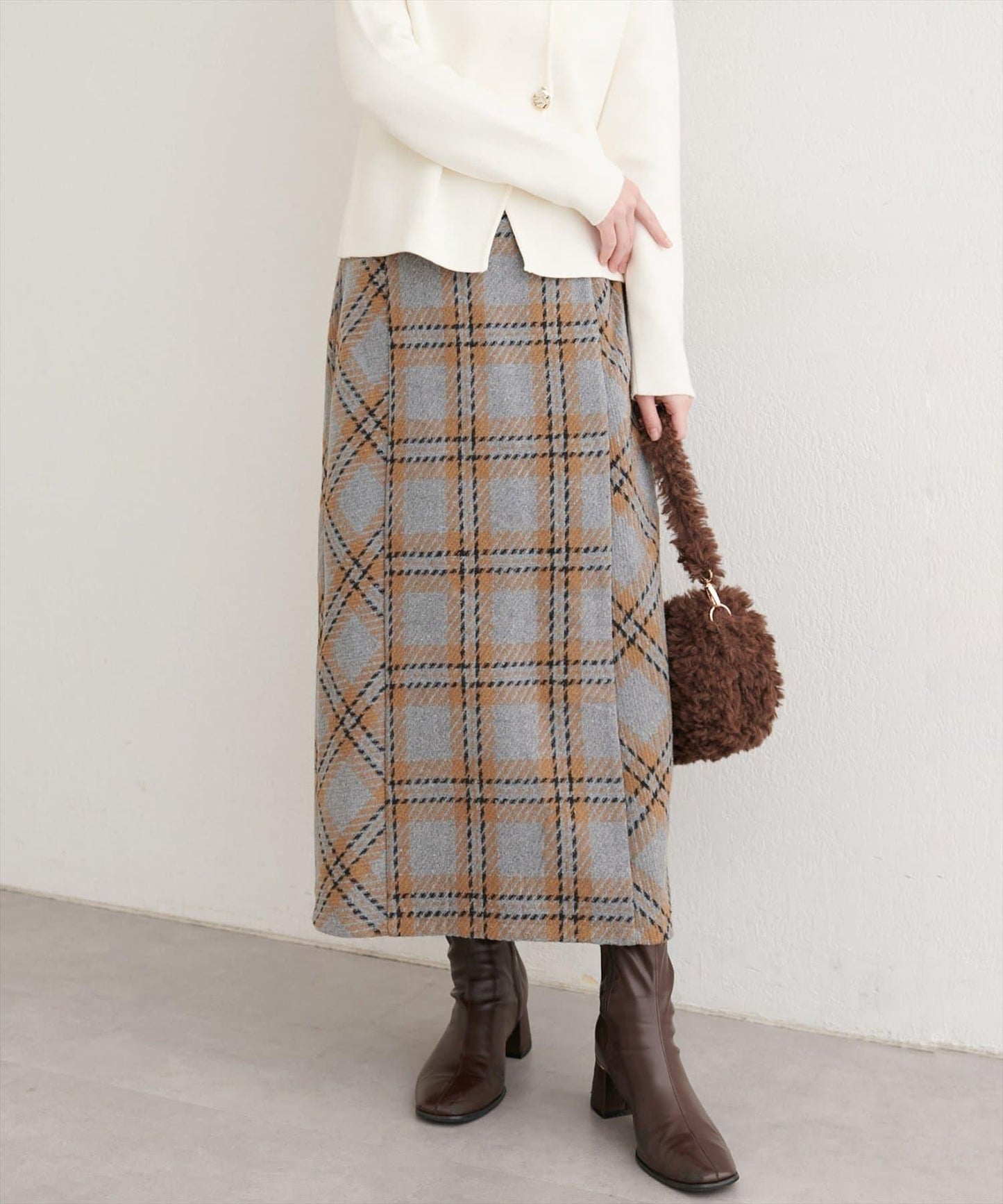 可選長度格紋修身半身裙